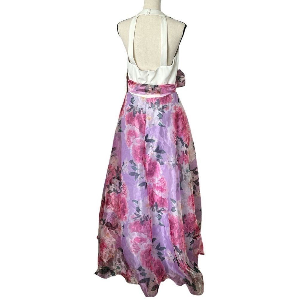 NWT ELIA J FLORAL HALTER NECK FULL LENGTH GOWN SZ: 8 - Picture 2 of 10